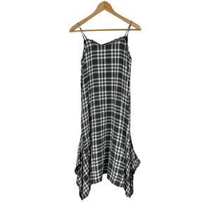 Zara Black White Gingham Lace Slit Shark-bite Hem Size S‎ Y2K Grunge Boho Punk